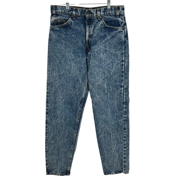 VTG 80s Men's Acid Wash Levi's 550 Blue Denim Jeans Orange Tab 33x32 act (32x32) - Picture 2 of 9